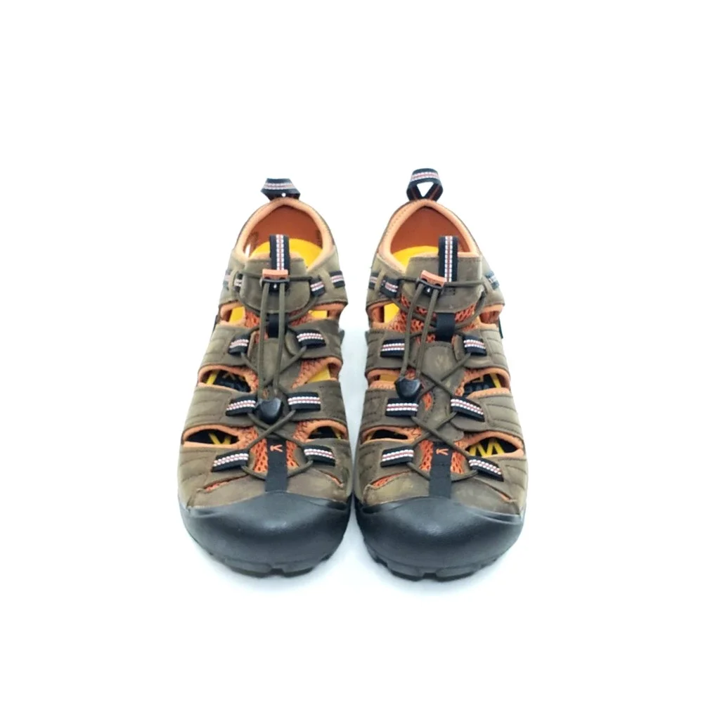 KEEN Arroyo II Mens Hiking Sandals Brown Black Orange Leather Size 11.5